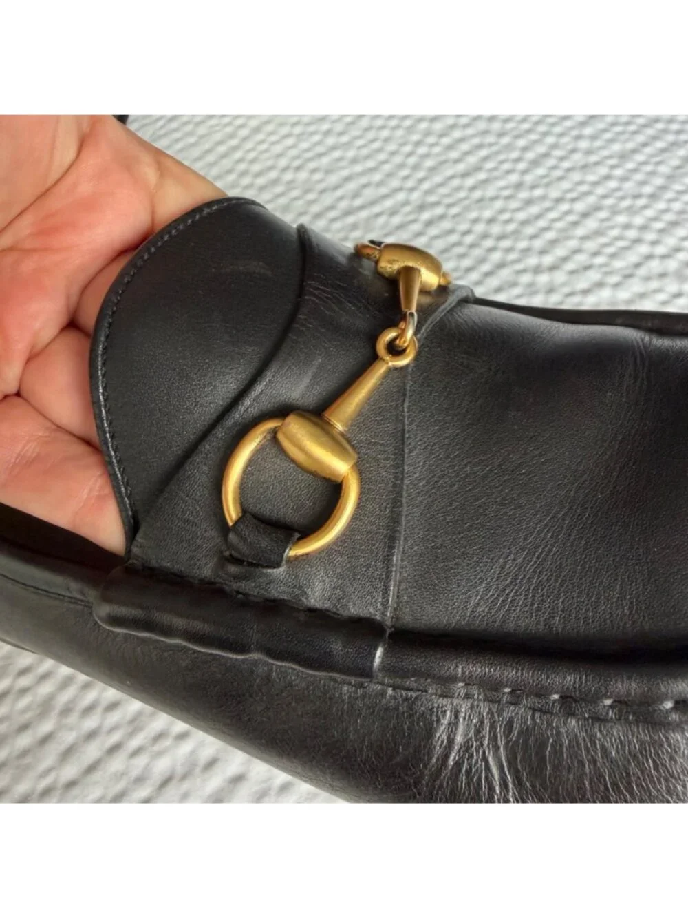 Gucci 1953 Horsebit Loafers Black Leather Mens Shoes Size 44.5 E 11.5 Made In It